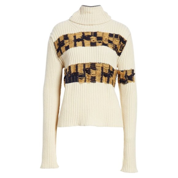 Calvin Klein 205W39NYC Quilt Jacquard Stripe Sweater Ivory Medium New Nwt Womens - Picture 15 of 16